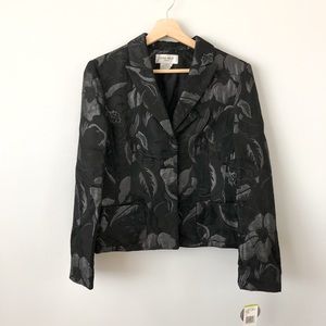 NINE WEST NWT Black Floral Blazer size 14P